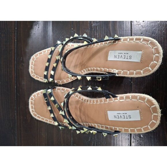 NWT Steven New York Keina Black Espadrille Wedge Sandal/Sz. 9.5M - Picture 10 of 10